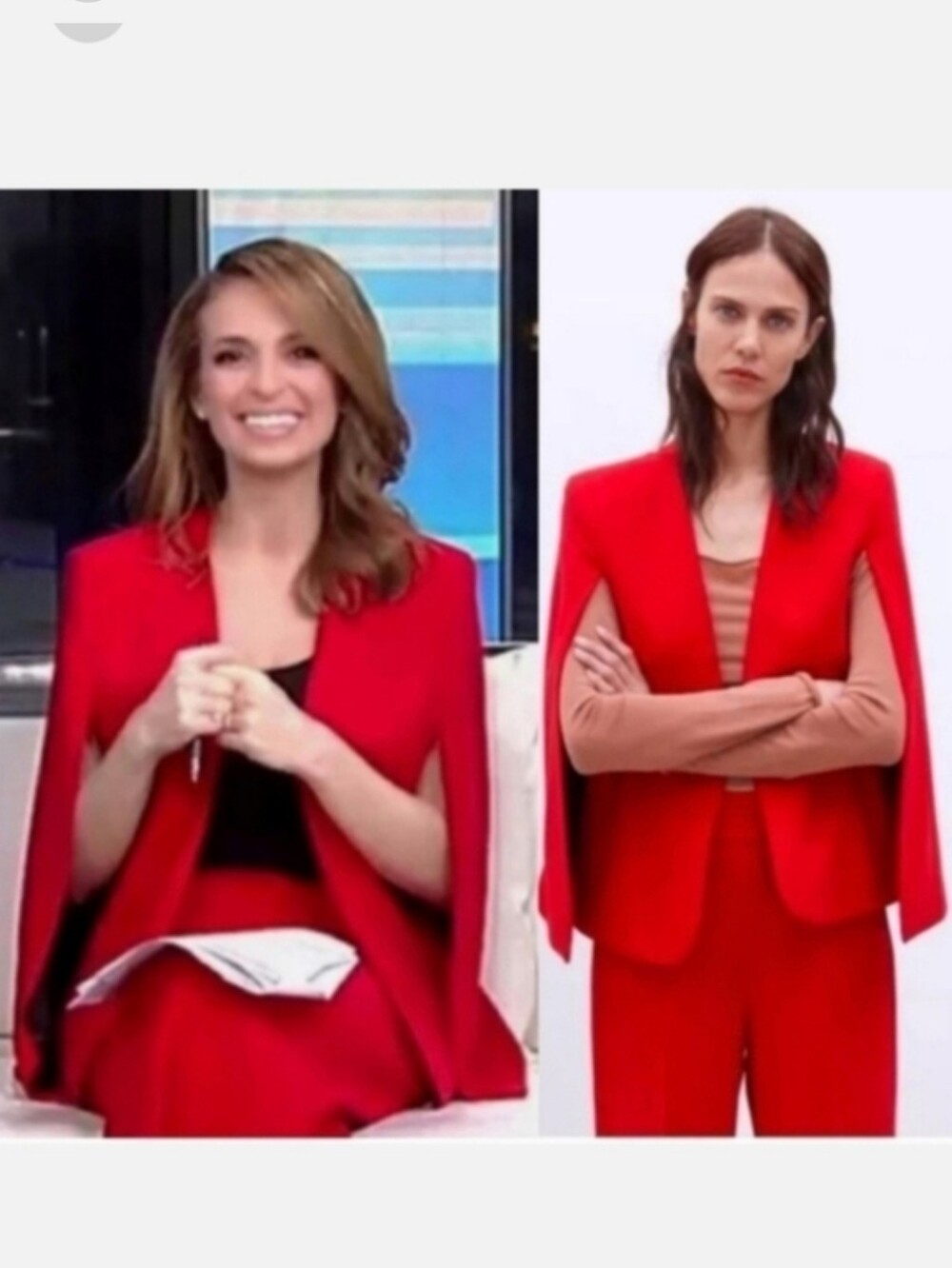 ZARA CAPE BLAZER JACKET RED SIZE S - Picture 8 of 16